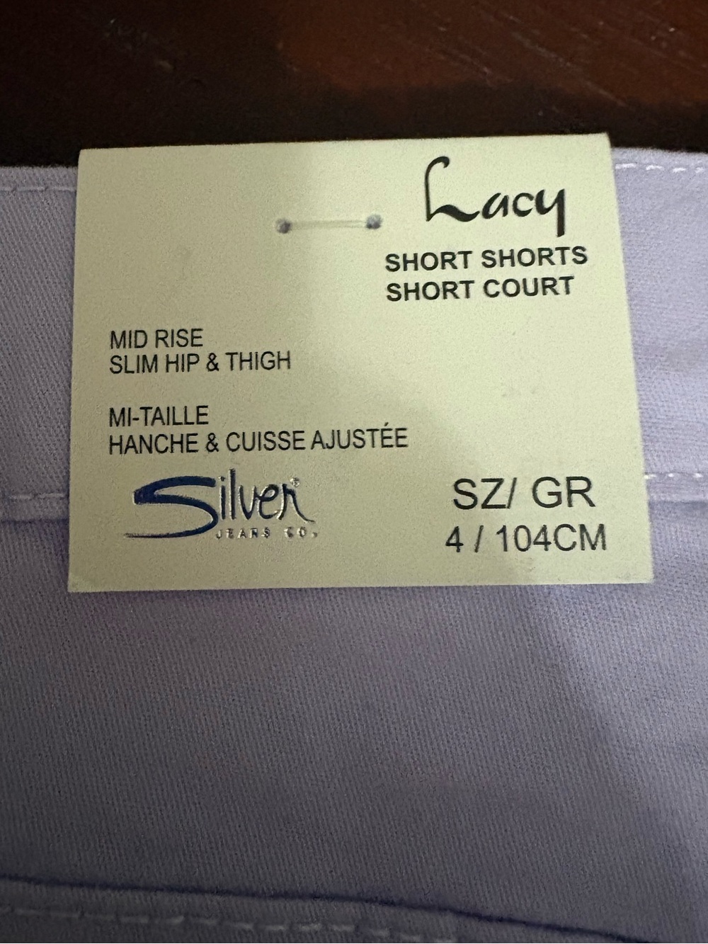 Silver brand girls size 4 lavender shorts